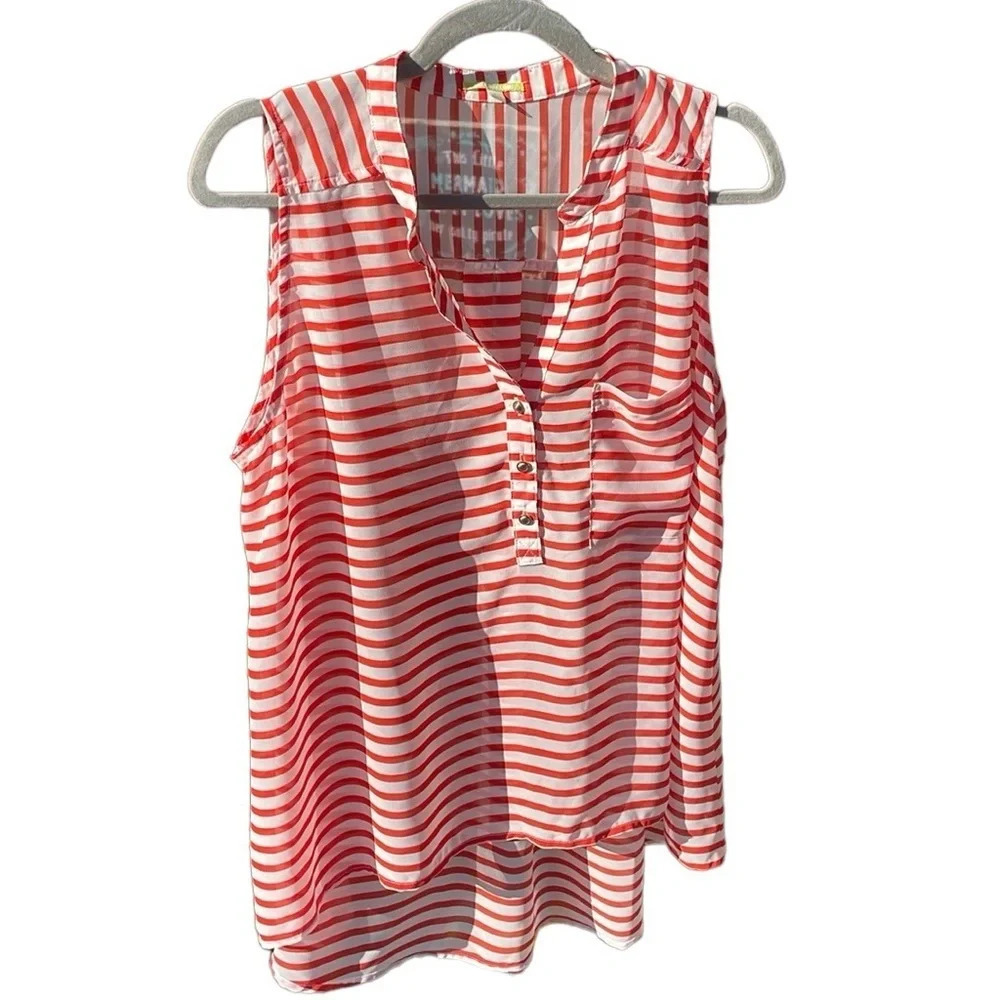 Gianni Bini Large orange and white stripes light sleeveless shirt tank top